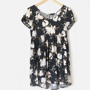 Talula Aritzia Womens Skater Dress Bayberry Babydoll Floral Black